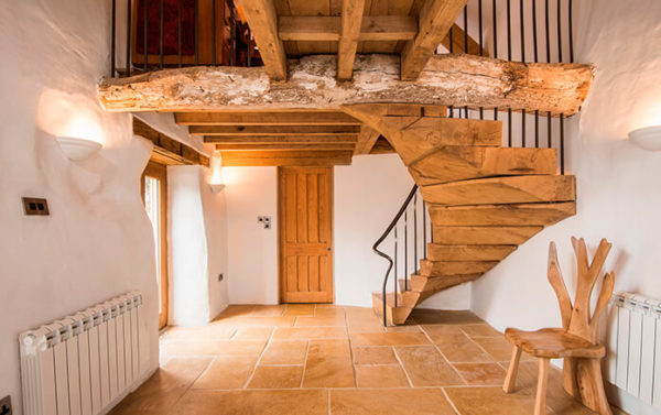 Rustic green oak bespoke staircase