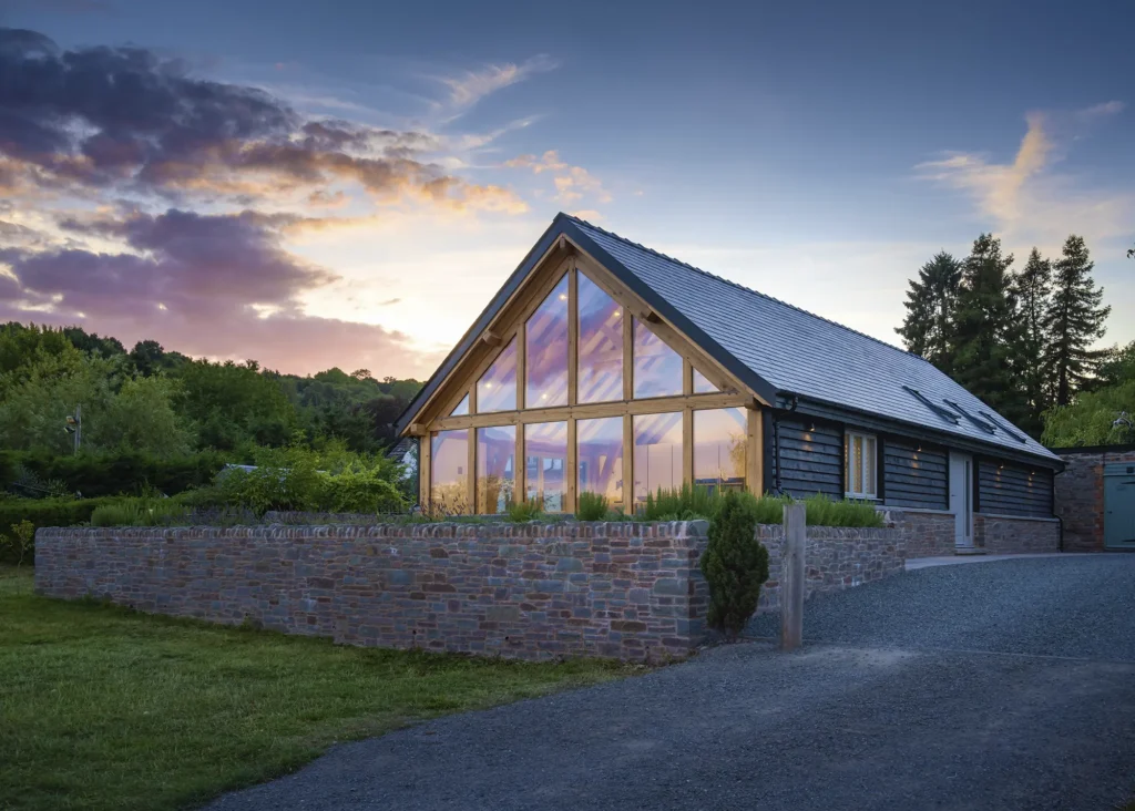 Striking Timber-Clad Oak Frame Home in the Welsh Countryside